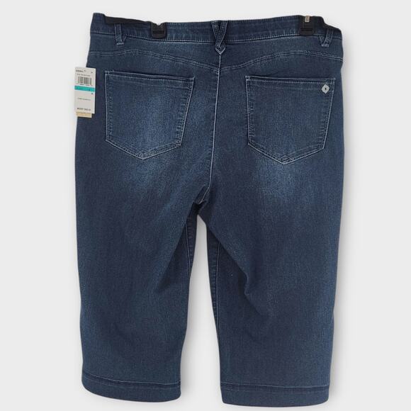 Democracy Capris Women's 16 Denim Stretch Ab Solution Skimmer Elastic Waist NWT - Picture 2 of 6